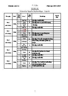 Kế hoạch bài dạy Lớp 4 - Tuần 13 - Năm học 2021-2022 - Nguyễn Thị Bích Ngọc