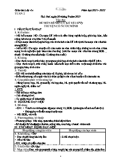 Kế hoạch bài dạy Lớp 4 - Tuần 2 - Năm học 2021-2022 - Nguyễn Thị Bích Ngọc