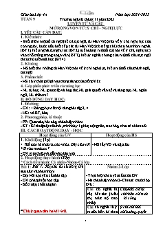 Kế hoạch bài dạy Lớp 4 - Tuần 9 - Năm học 2021-2022 - Nguyễn Thị Bích Ngọc