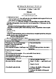 Kế hoạch bài dạy Lớp 5 - Tuần 10 - Năm học 2021-2022 - Nguyễn Văn Lợi