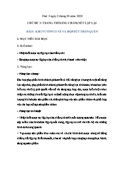 Kế hoạch bài dạy Mĩ thuật 2 - Chủ đề III: Trang trí bằng chấm, nét lặp lại - Năm học 2021-2022