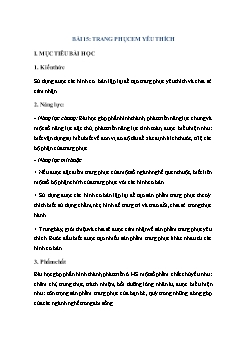 Kế hoạch bài dạy Mĩ thuật 2 Sách Cánh diều - Bài 15: Trang phục em yêu thích - Năm học 2021-2022