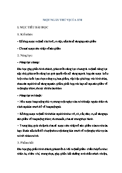 Kế hoạch bài dạy Mĩ thuật Lớp 2 - Bài: 1 Ngày thú vị của em - Năm học 2021-2022