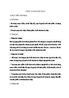 Kế hoạch bài dạy Mĩ thuật Lớp 2 - Bài: Chiếc bánh sinh nhật - Năm học 2021-2022