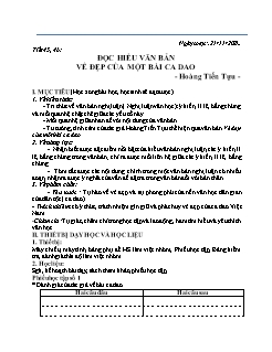 Kế hoạch bài dạy Ngữ Văn 6 Sách Cánh diều - Tuần 11, Tiết 45 đến 48 - Năm học 2021-2022