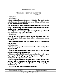 Kế hoạch bài dạy Ngữ Văn 6 Sách Cánh diều - Tuần 19, Tiết 81 đến 84 - Năm học 2021-2022