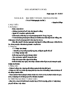Kế hoạch bài dạy Ngữ Văn 6 Sách Cánh diều - Tuần 8, Tiết 31 đến 35 - Năm học 2021-2022
