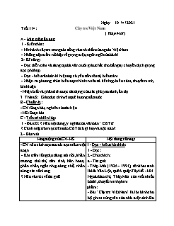 Kế hoạch bài dạy Ngữ Văn 6 Sách Kết nối tri thức - Tuần 30, Tiết 114+115: Cây tre Việt Nam - Năm học 2020-2021