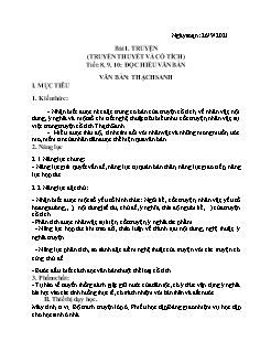Kế hoạch bài dạy Ngữ Văn 6 - Tiết 8+9+10: Đọc hiểu văn bản 