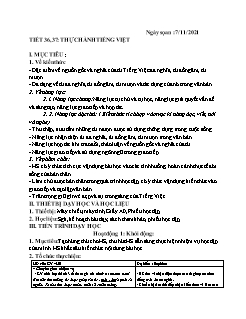 Kế hoạch bài dạy Ngữ Văn 6 - Tuần 9, Tiết 36 đến 40 - Năm học 2021-2022