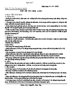 Kế hoạch bài dạy Ngữ Văn 7 - Chủ đề: Văn nghị luận - Năm học 2021-2022 - Nguyễn Duy Đại