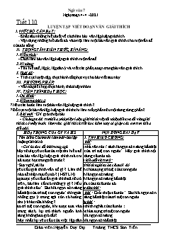 Kế hoạch bài dạy Ngữ Văn 7 - Tiết 110 đến 114 - Năm học 2020-2021 - Nguyễn Duy Đại