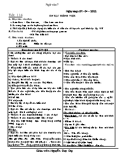 Kế hoạch bài dạy Ngữ Văn 7 - Tiết 116 đến 119 - Năm học 2021-2022 - Nguyễn Duy Đại