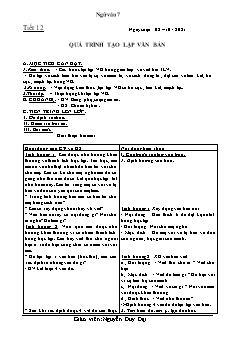 Kế hoạch bài dạy Ngữ Văn 7 - Tiết 12 đến 17 - Năm học 2021-2022 - Nguyễn Duy Đại
