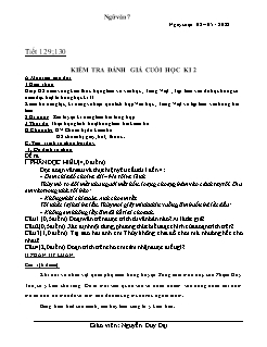 Kế hoạch bài dạy Ngữ Văn 7 - Tiết 129 đến 133 - Năm học 2021-2022 - Nguyễn Duy Đại