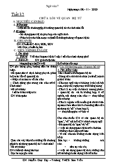 Kế hoạch bài dạy Ngữ Văn 7 - Tiết 32 đến 36 - Năm học 2020-2021 - Nguyễn Duy Đại