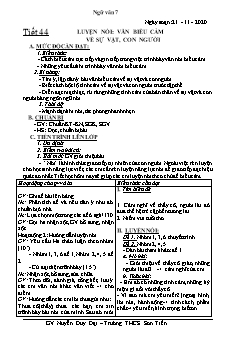 Kế hoạch bài dạy Ngữ Văn 7 - Tiết 44 đến 49 - Năm học 2020-2021 - Nguyễn Duy Đại