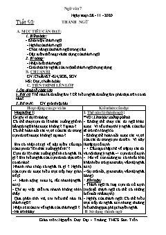 Kế hoạch bài dạy Ngữ Văn 7 - Tiết 50+51 - Năm học 2020-2021 - Nguyễn Duy Đại