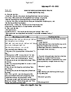 Kế hoạch bài dạy Ngữ Văn 7 - Tiết 85 đến 88 - Năm học 2021-2022 - Nguyễn Duy Đại