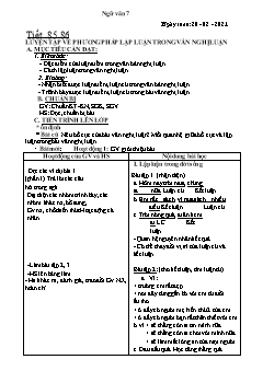 Kế hoạch bài dạy Ngữ Văn 7 - Tiết 85 đến 89 - Năm học 2020-2021 - Nguyễn Duy Đại