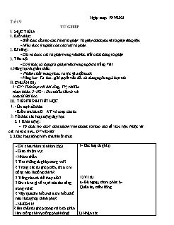 Kế hoạch bài dạy Ngữ Văn 7 - Tiết 9+10 - Năm học 2021-2022 - Nguyễn Duy Đại