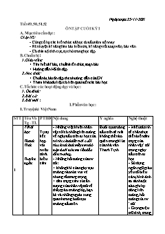 Kế hoạch bài dạy Ngữ Văn 8 + Lịch sử 7 - Tuần 13 - Năm học 2021-2022