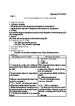 Kế hoạch bài dạy Ngữ Văn 8 - Tuần 5, Tiết 17 đến 21 - Năm học 2021-2022