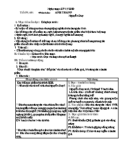 Kế hoạch bài dạy Ngữ Văn 9 - Tuần 13 - Năm học 2020-2021