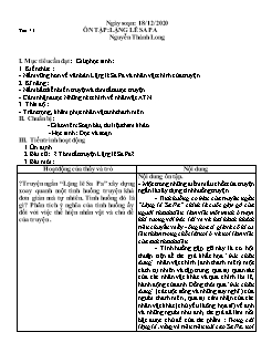 Kế hoạch bài dạy Ngữ Văn 9 - Tuần 16 - Năm học 2020-2021