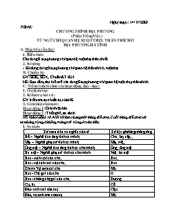 Kế hoạch bài dạy Ngữ Văn Lớp 8 - Tuần 11 - Năm học 2020-2021 - Cao Thị Huế