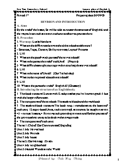 Kế hoạch bài dạy Tiếng Anh 6 - Tuần 1, Tiết 1 đến 3 - Năm học 2020-2021 - Trần Huy Thông