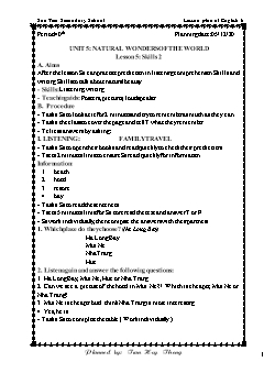 Kế hoạch bài dạy Tiếng Anh 6 - Tuần 14, Tiết 40 đến 42 - Năm học 2020-2021 - Trần Huy Thông