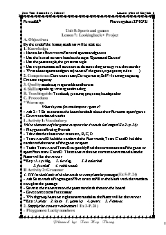 Kế hoạch bài dạy Tiếng Anh 6 - Tuần 25, Tiết 68 đến 70 - Năm học 2020-2021 - Trần Huy Thông