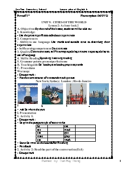 Kế hoạch bài dạy Tiếng Anh 6 - Tuần 26, Tiết 71 đến 73 - Năm học 2020-2021 - Trần Huy Thông