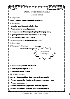 Kế hoạch bài dạy Tiếng Anh 6 - Tuần 27, Tiết 74 đến 76 - Năm học 2020-2021 - Trần Huy Thông