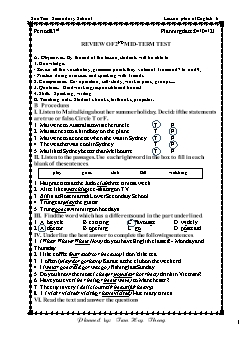 Kế hoạch bài dạy Tiếng Anh 6 - Tuần 30, Tiết 83 đến 85 - Năm học 2020-2021 - Trần Huy Thông