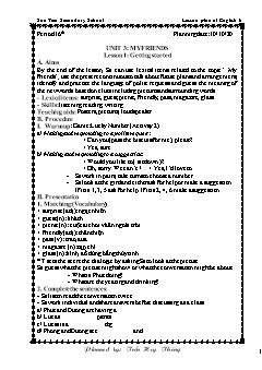 Kế hoạch bài dạy Tiếng Anh 6 - Tuần 6, Tiết 16 đến 18 - Năm học 2020-2021 - Trần Huy Thông