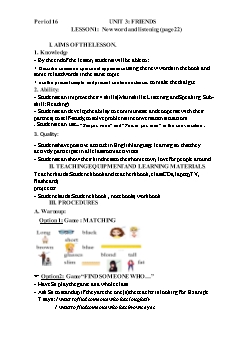 Kế hoạch bài dạy Tiếng Anh 6 - Tuần 6, Tiết 16 đến 18 - Năm học 2020-2021