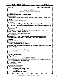 Kế hoạch bài dạy Tiếng Anh 6 - Tuần 7, Tiết 19 đến 21 - Năm học 2021-2022