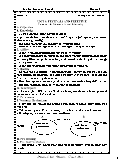 Kế hoạch bài dạy Tiếng Anh 6 - Tuần 9, Tiết 25 đến 27 - Năm học 2021-2022