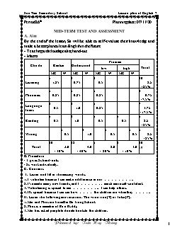 Kế hoạch bài dạy Tiếng Anh 7 - Tuần 10, Tiết 26 đến 31 - Năm học 2020-2021 - Trần Huy Thông