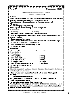 Kế hoạch bài dạy Tiếng Anh 7 - Tuần 15, Tiết 43 đến 45 - Năm học 2020-2021 - Trần Huy Thông