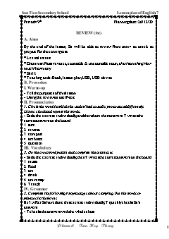 Kế hoạch bài dạy Tiếng Anh 7 - Tuần 17, Tiết 49 đến 51 - Năm học 2020-2021 - Trần Huy Thông