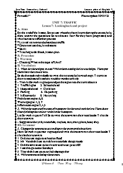 Kế hoạch bài dạy Tiếng Anh 7 - Tuần 22, Tiết 61 đến 63 - Năm học 2020-2021 - Trần Huy Thông