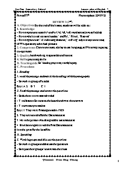 Kế hoạch bài dạy Tiếng Anh 7 - Tuần 28, Tiết 77 đến 79 - Năm học 2020-2021 - Trần Huy Thông
