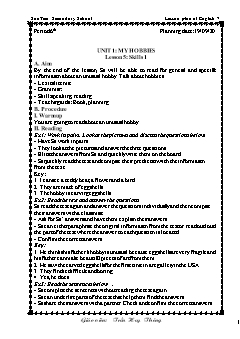 Kế hoạch bài dạy Tiếng Anh 7 - Tuần 3, Tiết 6 đến 9 - Năm học 2020-2021 - Trần Huy Thông