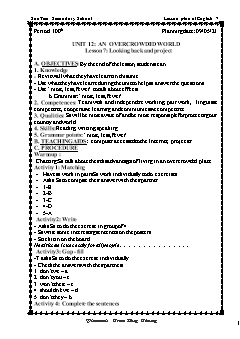 Kế hoạch bài dạy Tiếng Anh 7 - Tuần 35, Tiết 100 đến 102 - Năm học 2020-2021 - Trần Huy Thông