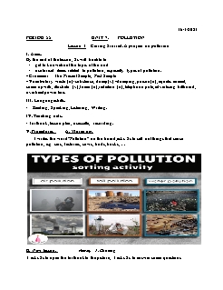 Kế hoạch bài dạy Tiếng Anh 8 - Tiết 55+56, Unit 7: Pollution - Năm học 2020-2021