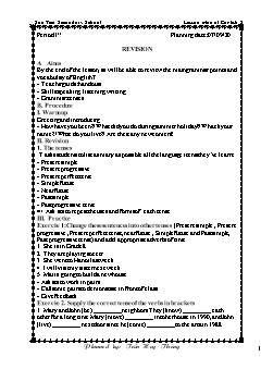 Kế hoạch bài dạy Tiếng Anh 8 - Tuần 1, Tiết 1 đến 5 - Năm học 2020-2021 - Trần Huy Thông