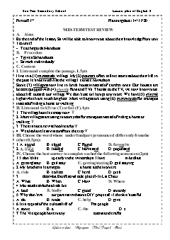 Kế hoạch bài dạy Tiếng Anh 8 - Tuần 11, Tiết 31 đến 33 - Năm học 2020-2021